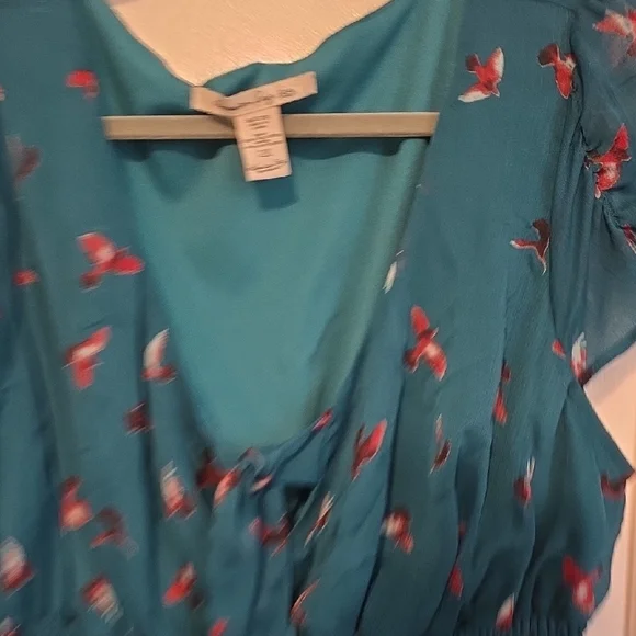 American Rag Blue/green Ruffled Tiered Mini Dress Wedding Guest - Picture 3 of 8